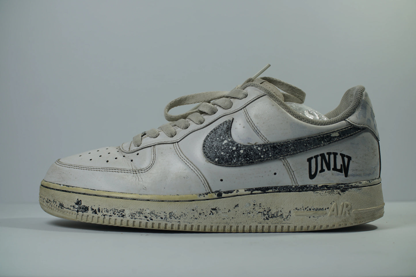 Air Force 1 Low Custom White Shoes Black Swoshes White Snow SpDesignlatter Art
